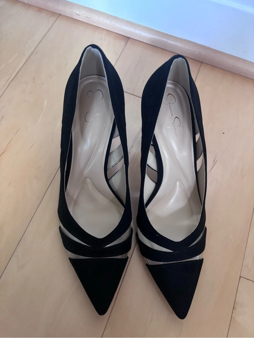 NEW Jessica Simpson Black Pointed Cutout Suede Pumps